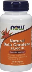 Now Foods Natural Beta Carotene Vitamină pentru Energie, Imunitate & Antioxidant 25000iu 90 softgels