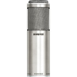 Shure Ribbon XLR Microphone KSM353 Shock Mounted/Clip On for Voice In Silver Colour