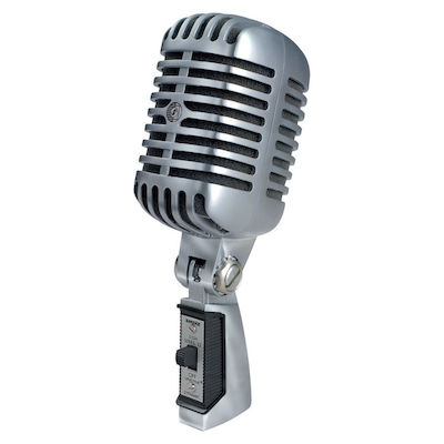 Shure Dynamic XLR Microphone 55SH Series II Shock Mounted/Clip On for Voice In Silver Colour