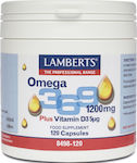 Lamberts Omega 3 6 9 1200mg Plus Vitamin D3 5μg Ιχθυέλαιο, Έλαιο Βοράγου & Ελαιόλαδου 1200mg 120 κάψουλες