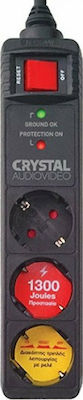 Crystal Audio CP3-1300-70 Πολύπριζο Ασφαλείας 3 Θέσεων με Διακόπτη και Καλώδιο 1.5m Μαύρο