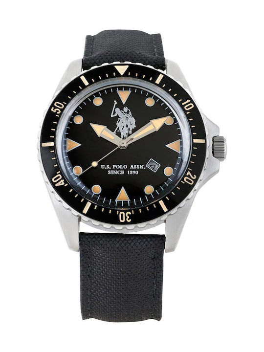 U.S. Polo Assn. Watch Battery with Black Leather Strap