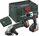Metabo 685039000 Set Angle Wheel & Impact Drill Driver 18V with 2 Batteries 4Ah and Case
