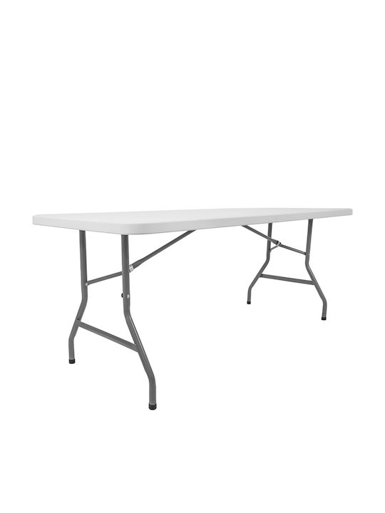 Plastic Masa Catering pentru spații exterioare Pliabil cu schelet metalic Alb 183x77x74buc