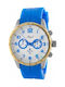 Watch Chronograph with Blue Rubber Strap