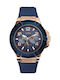 Guess Ανδρικό Ρολόι 44mm Χρονογράφος Μπαταρίας με Μπλε Καουτσούκ Λουράκι