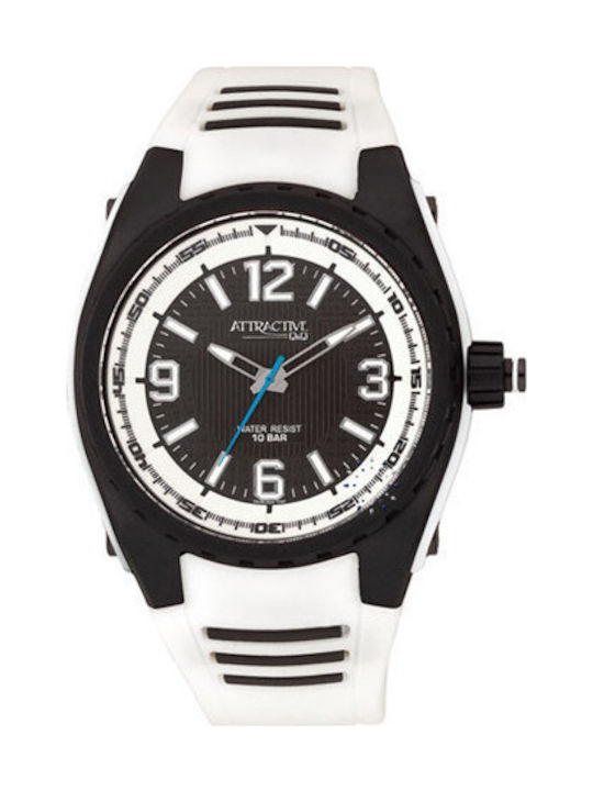 Q&Q Watch Battery with White Rubber Strap