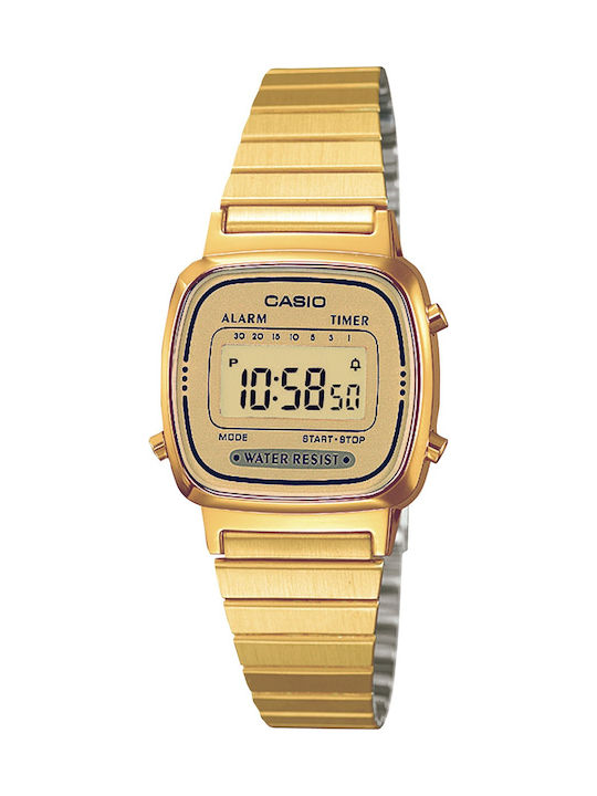 Casio Ψηφιακό Ρολόι με Χρυσό Μεταλλικό Μπρασελέ