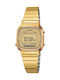 Casio Vintage Digital Women's Watch with Gold Metal Bracelet