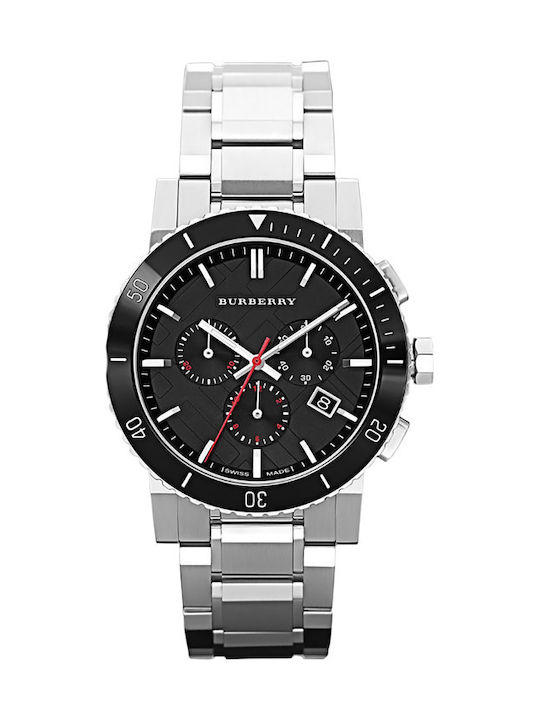 Burberry Men's Watch 42mm Chronograph Battery with Silver Metal Bracelet