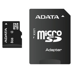 Adata AUSDH8GCL4-RA1 microSDHC 8GB Clasa 4 Viteză implicită cu adaptor