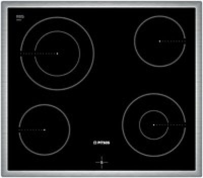 Pitsos Cooker-Bound Cooktop with Ceramic Burners Inox 58.3x51.3cm