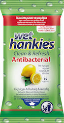 ΜΕΓΑ Wet Hankies Clean & Refresh Antibacterial Lemon 15τμχ