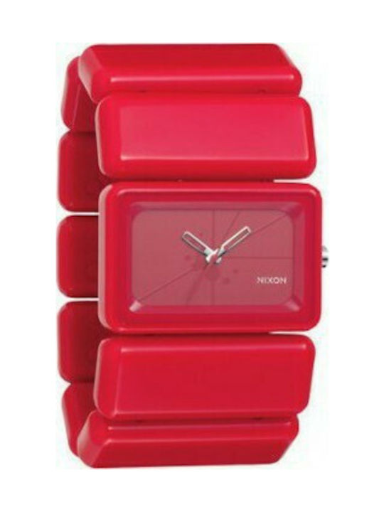 Nixon Uhr mit Rot Kautschukarmband