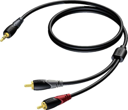 Procab 3.5mm Male To RCA Male Audio Cable Black 5m With Gold Plated Terminals CLA711/5