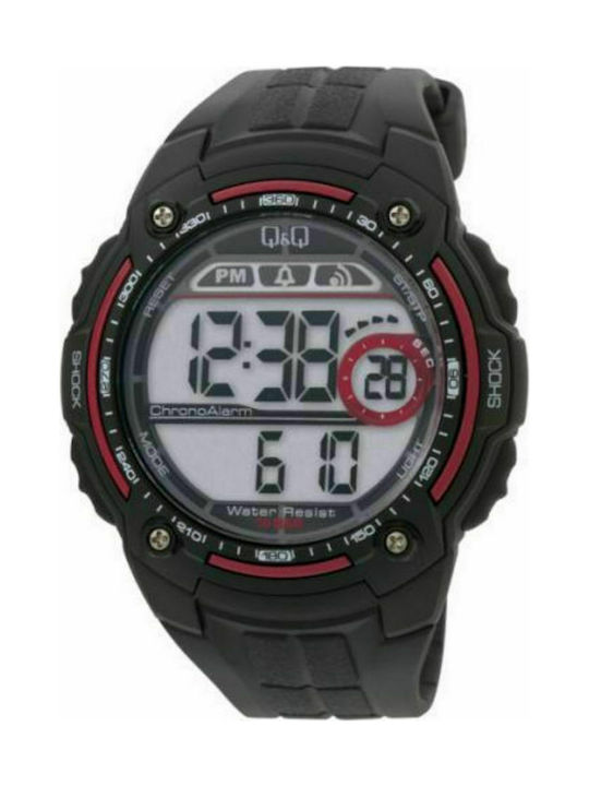 Q&Q Digital Uhr Batterie mit Schwarz Kautschukarmband M075J002Y