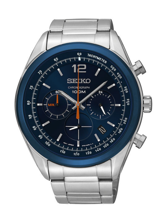 Seiko Ceas Cronograf Baterie cu Argint Brățară metalică
