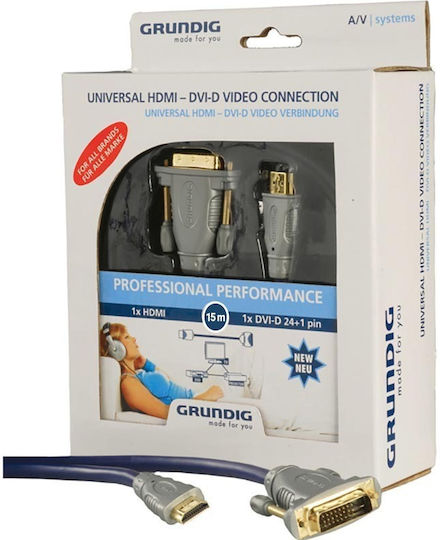 Grundig 42166627 15m DVI-D male to HDMI male Cable Black (42166627)