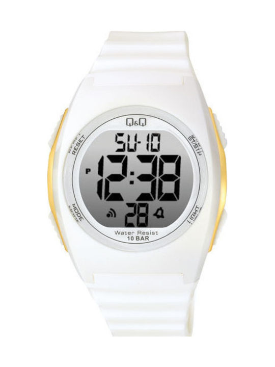 Q&Q Digital Uhr Batterie mit Weiß Kautschukarmband M130J005
