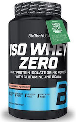 Biotech USA Iso Whey Zero With Glutamine & BCAAs Molkenprotein Ohne Gluten & Laktose mit Geschmack Strawberry 908gr