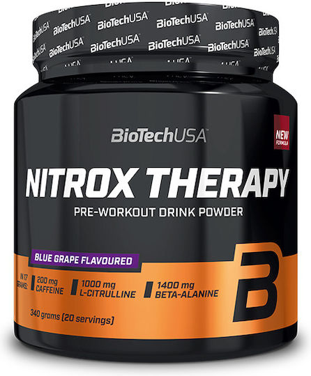 Biotech USA Nitrox Therapy Pre-workout Drink Powder with Amino Energy Blend 340gr Blue Grape