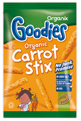 Organix Stix with Καρότο Flavour Sugar Free 15gr for 12+ months