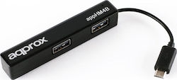 Approx HM4 USB 2.0 Hub 4 Porturi cu conexiune micro USB-B