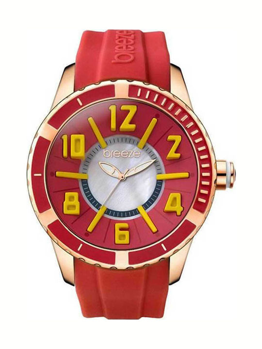 Breeze Women's Watch with Red Rubber Strap