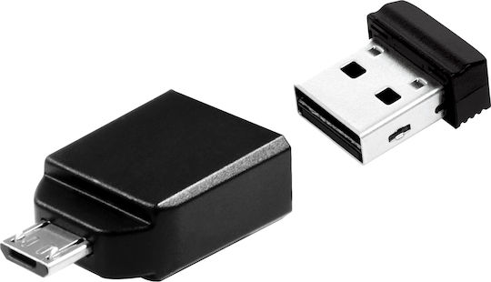 Verbatim Store 'n' Stay Nano 32GB USB 2.0 Stick cu conexiune USB-A & micro USB-B Negru