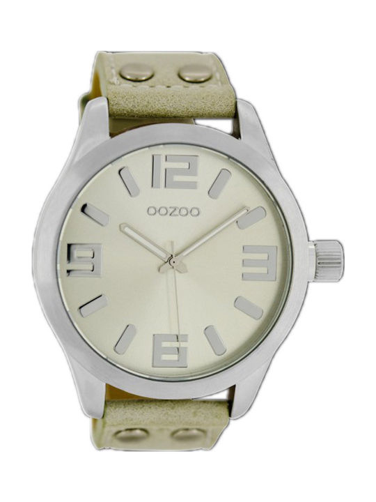 Oozoo Watch Battery with Beige Leather Strap