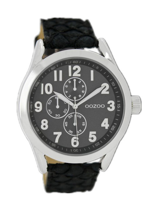 Oozoo Watch Chronograph with Black Leather Strap