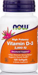Now Foods Vitamin D-3 Βιταμίνη για Ανοσοποιητικό 2000iu 120 μαλακές κάψουλες