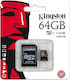 Kingston microSDXC 64GB Class 10 UHS-I με αντάπτορα