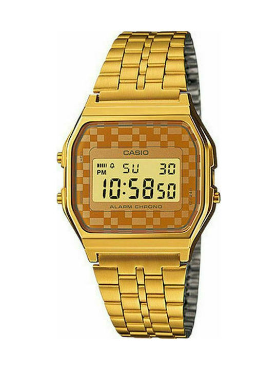 Casio Vintage Iconic Digital Watch Battery with Gold Metal Bracelet