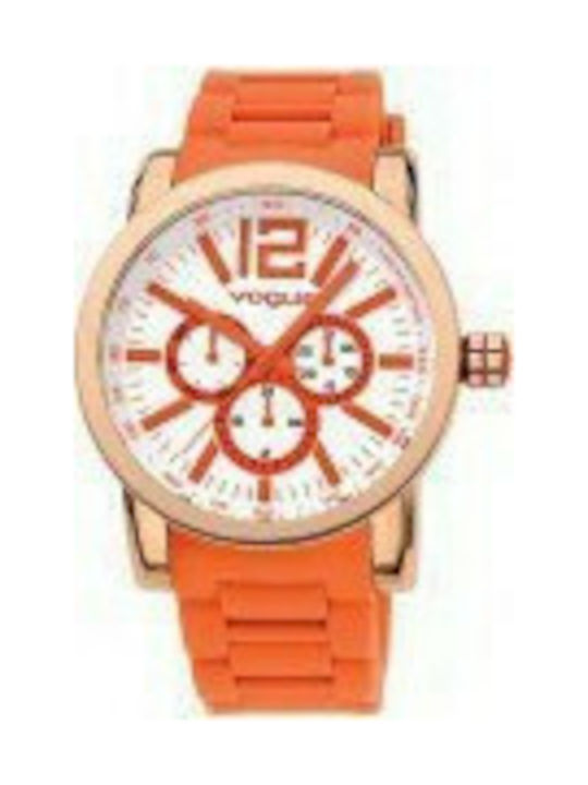 Vogue Orange Rubber Strap Rose Gold Watch