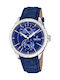 Festina Watch Chronograph Battery with Blue Leather Strap