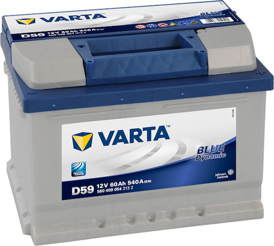 Varta Моля, преведете само текстовите възли на Liquid шаблона на български език, запазвайки началния синтаксис и HTML таговете, без да променяте нищо между '{' и '}' : Μπαταрия За автомобил Blue Dynamic D59 с Капацитет 60Ах и CCA 540A