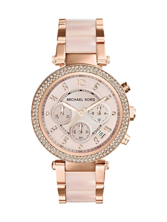 Michael Kors Parker Damen Uhr Chronograph mit Rose Gold
