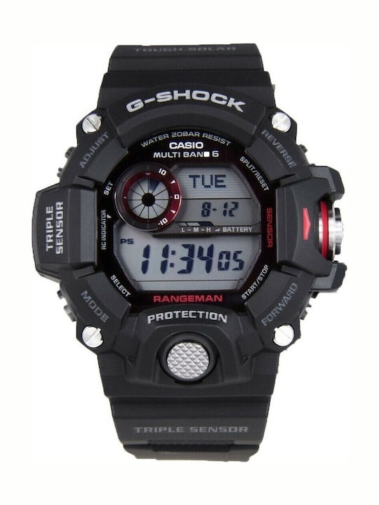Casio G-shock Digital Men's Watch 53mm Solar with Black Rubber Strap