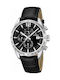 Festina Watch Chronograph Battery with Black Leather Strap