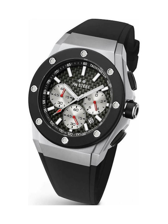 TW Steel Watch Chronograph Battery with Black Rubber Strap