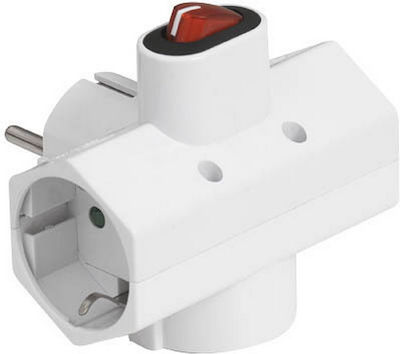 SAS 3-Outlet T-Shaped Wall Plug White