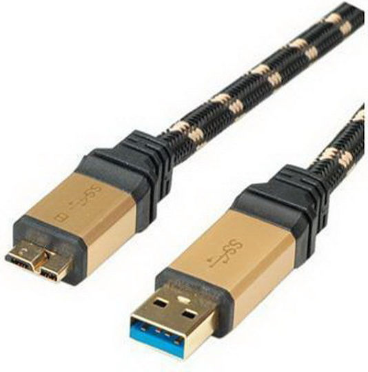 Roline 11.02.8878 Regular USB 3.0 spre micro USB Cablu Auriu 0.8m (11.02.8878) 1buc