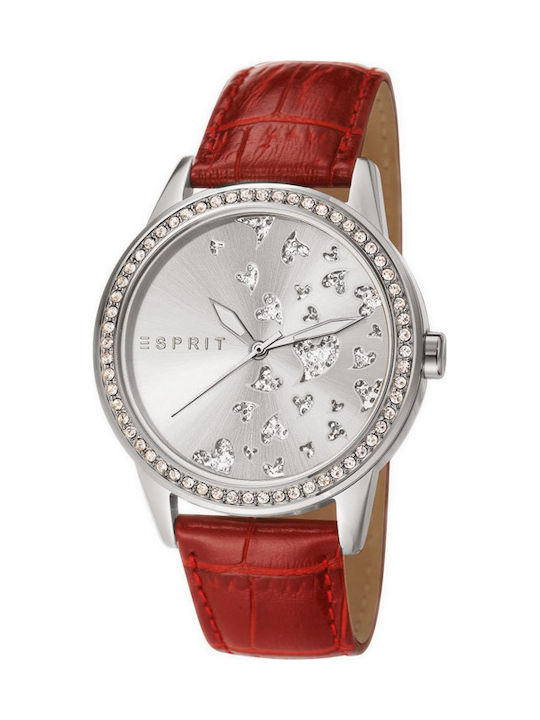 Esprit Uhr mit Rot Lederarmband