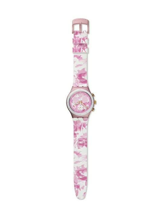Swatch Uhr Chronograph mit Rosa Kautschukarmband
