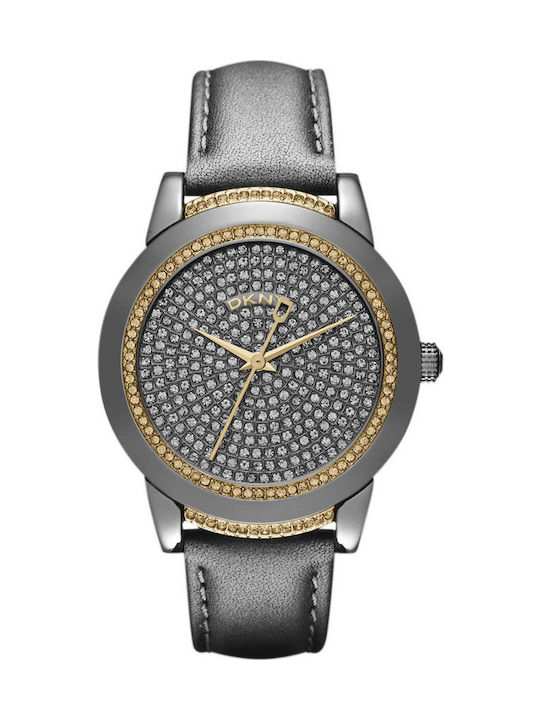 DKNY Uhr mit Silber Lederarmband