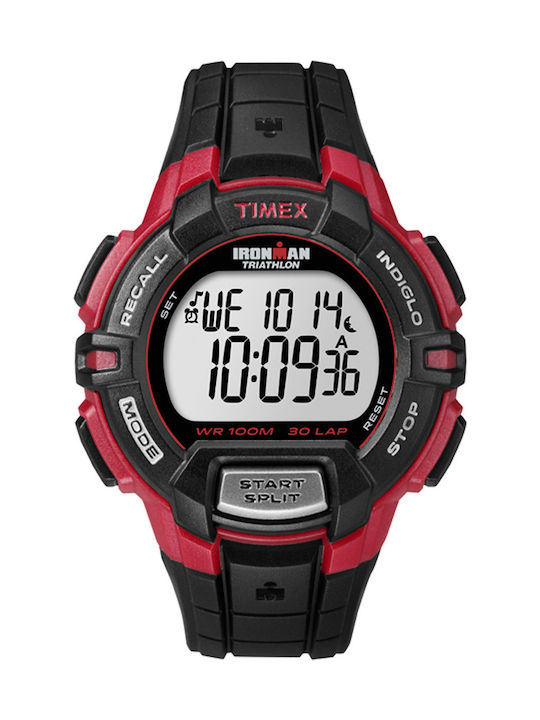 Timex Дигитален Мъжки Часовник 45мм Хронограф На Батерия с Черна Каишка от Каучук