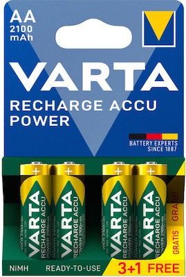 Varta Recharge Accu Power Wiederaufladbare Batterien AA Ni-MH 2100mAh 1.2V 4Stück