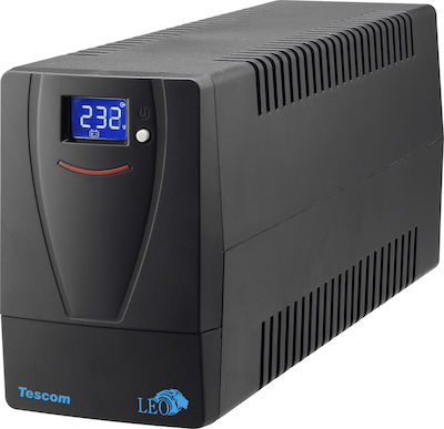 Tescom Leo LCD 2000A UPS Line-Interactive 2000VA 1200W με 2 Schuko Πρίζες