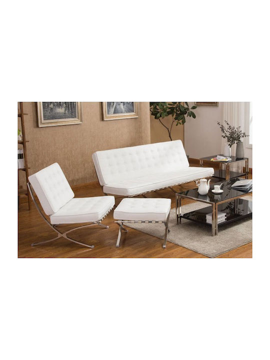 Barcelona Armchair from Leatherette White 75x83x84cm